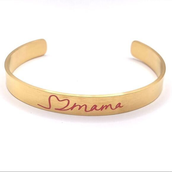 Minimalist gold mama message cuff bracelet - Picture 1 of 4